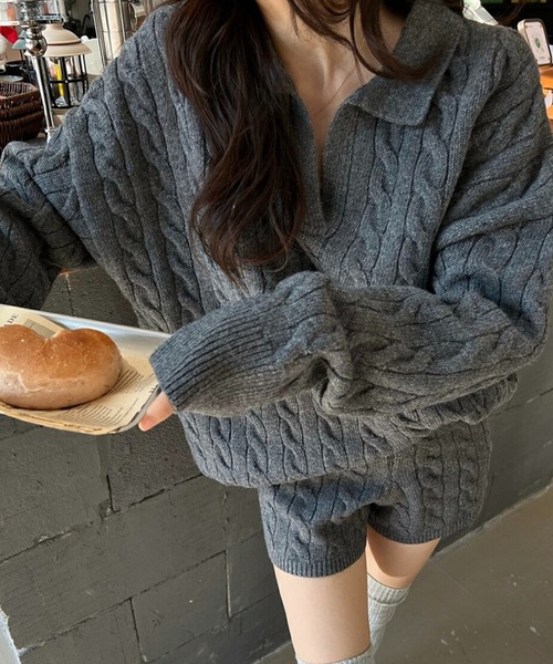 ラスト1点！大人気♡ケーブルニット♡セットアップ DAY CLOSET ニット セーター 「セットアップ」長袖ケーブル編み