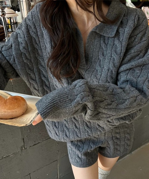 CPG♥ニットセットアップ DAY CLOSET ニット セーター 「セットアップ」長袖ケーブル編み