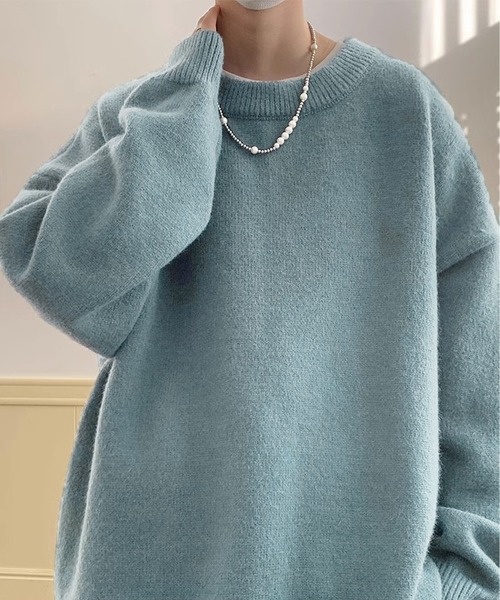 BLANC FICELLE セーター ニット メンズ オーバーサイズ ニット クルー