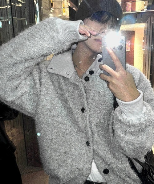 COSYHARU（コシハル） カーディガン モヘアハイネックカーディガン