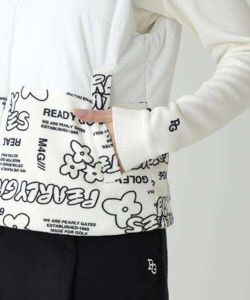 【美品】PEARLY GATES パーリーゲイツ エアーベスト総柄 レディース0 PEARLY GATES（パーリーゲイツ） ベスト ジレ 「PEARLY GATES」合繊