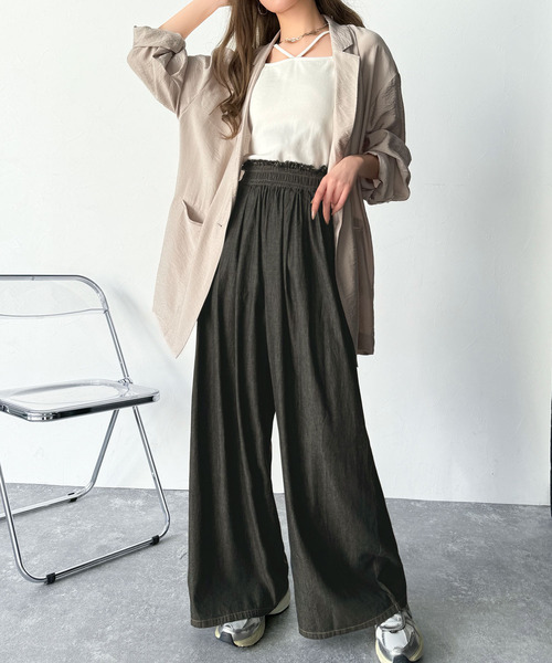 「classicalelf」 イージーパンツ MEDIUM サックスブルー レディース_画像3