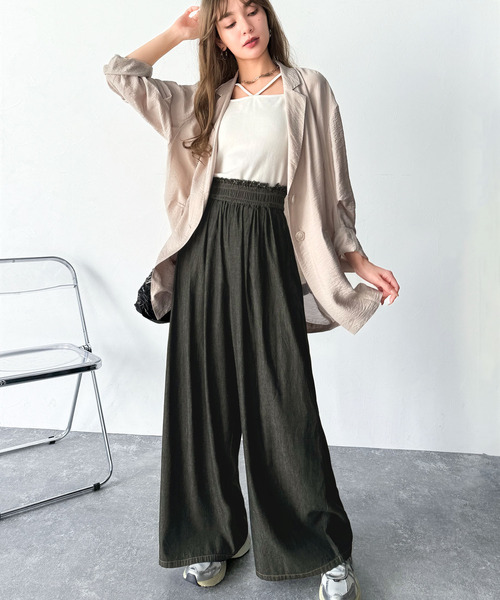 「classicalelf」 イージーパンツ MEDIUM サックスブルー レディース_画像4