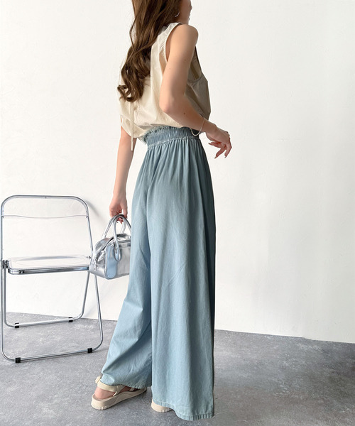 「classicalelf」 イージーパンツ MEDIUM サックスブルー レディース_画像7