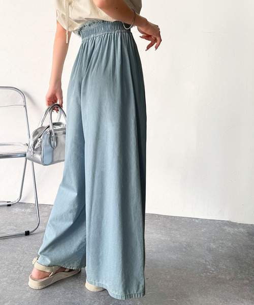 「classicalelf」 イージーパンツ MEDIUM サックスブルー レディース_画像8