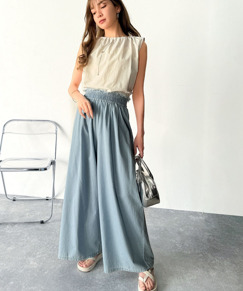 「classicalelf」 イージーパンツ MEDIUM サックスブルー レディース_画像9