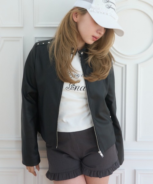 Smyeon ハートスタッズライダースジャケット Smyeon レザージャケット ライダース heartmotif studs rider's jacket