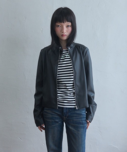 Smyeon レザージャケット ライダース heartmotif studs rider's jacket