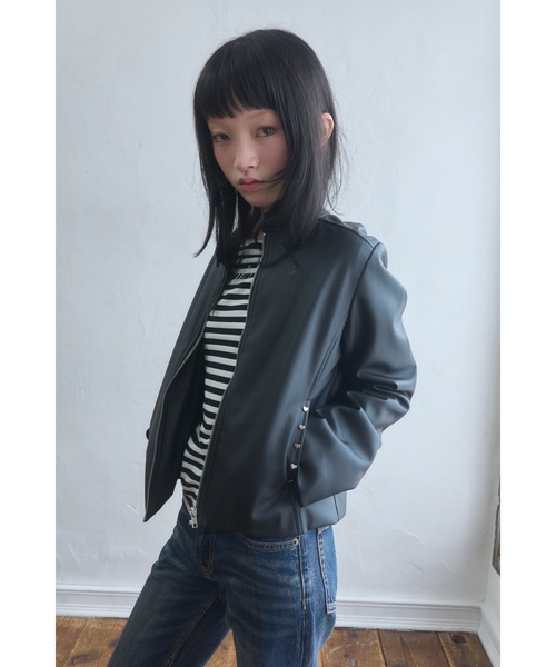 Smyeon レザージャケット ライダース heartmotif studs rider's jacket