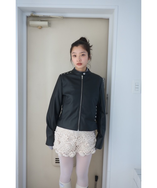 Smyeon レザージャケット ライダース heartmotif studs rider's jacket