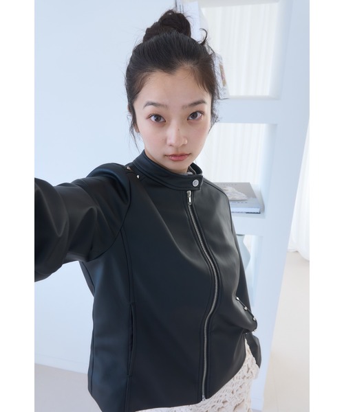 Smyeon レザージャケット ライダース heartmotif studs rider's jacket