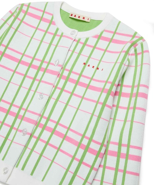 MARNI ロゴニットセーター 長袖 ピンク/グリーン MARNI（マルニ） ニット セーター 入学式 Kids ＆ Junior チェック