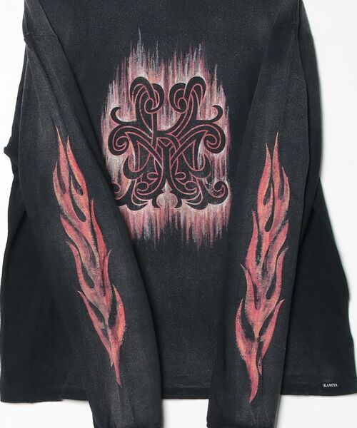 tシャツ CRAYON FLAME” Distressed Long-Sleeve T-shirt メンズの画像