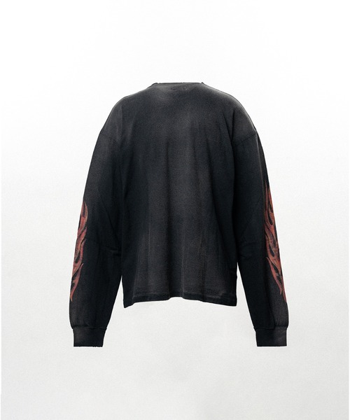 tシャツ CRAYON FLAME” Distressed Long-Sleeve T-shirt メンズの画像