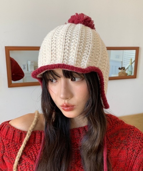 80s 90s マクドナルド ニットキャップ ビーニー レトロ　ポンポン付き MEMECLE（メメクル） ニット帽 ニットキャップ 「 」レトロ ポンポン
