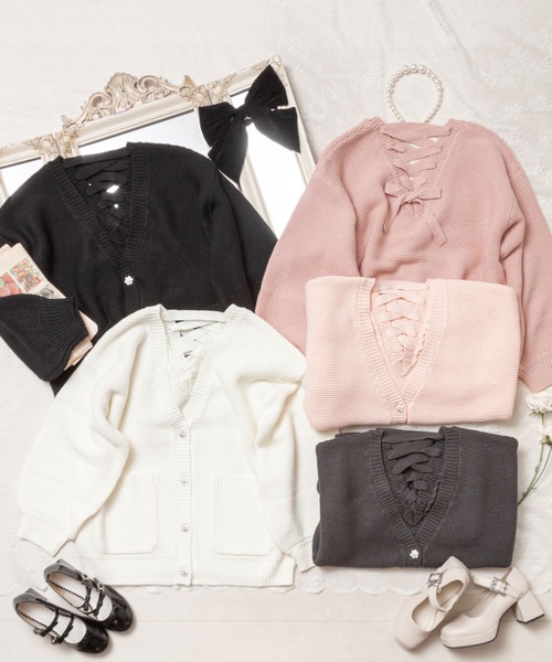 「DearMyLoveRose」 ニットカーディガン - ブルーグレー レディース_画像2