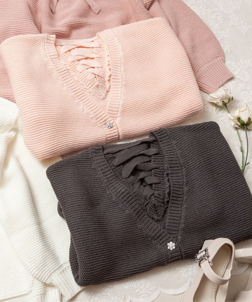 「DearMyLoveRose」 ニットカーディガン - ブルーグレー レディース_画像3