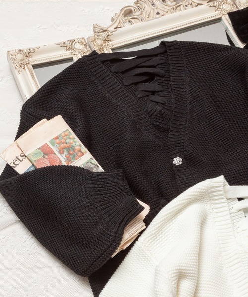 「DearMyLoveRose」 ニットカーディガン - ブルーグレー レディース_画像4