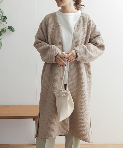 「URBAN RESEARCH DOORS」 ノーカラーコート ONE ベージュ レディース_画像2