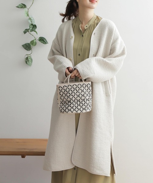 「URBAN RESEARCH DOORS」 ノーカラーコート ONE ベージュ レディース_画像4