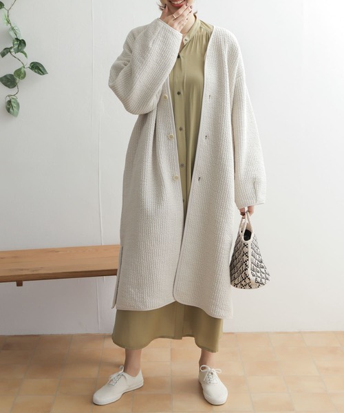 「URBAN RESEARCH DOORS」 ノーカラーコート ONE ベージュ レディース_画像7