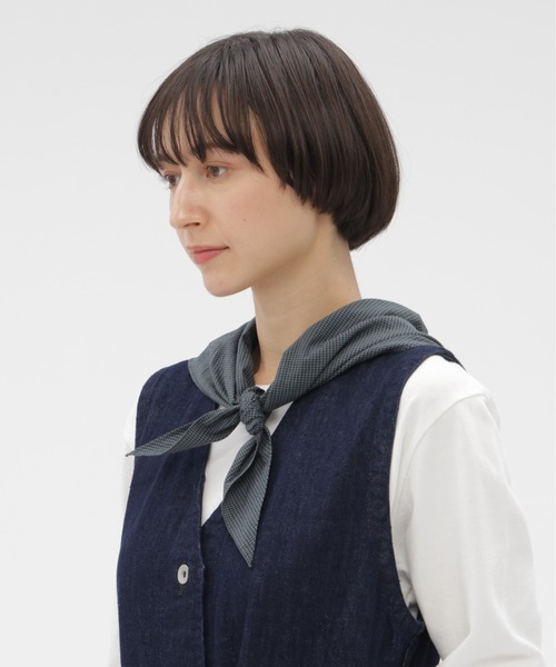 MHL.（エムエイチエル） ストール マフラー TINY GINGHAM COTTON SCARF