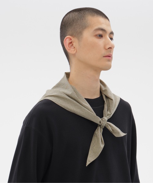 新品未使用MARGARET HOWELL グレー マフラー　定価税込25300円 MHL.（エムエイチエル） ストール マフラー TINY GINGHAM COTTON SCARF
