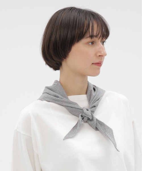 MHL.（エムエイチエル） ストール マフラー TINY GINGHAM COTTON SCARF