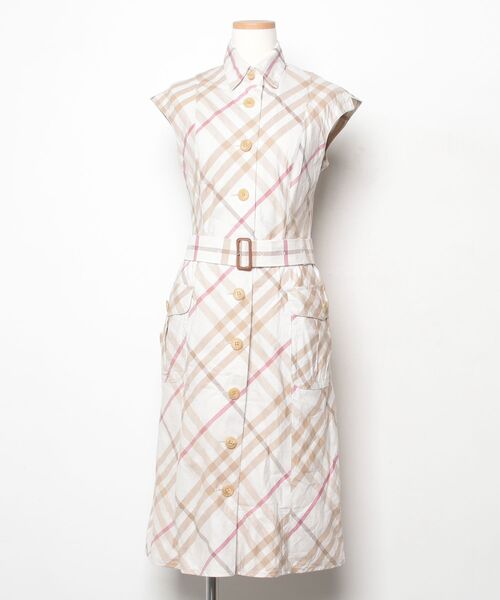 BURBERRY（バーバリー） チェック柄シャツワンピース 42 ベージュ 