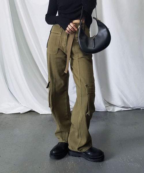 「me+em select」 カーゴパンツ LARGE ピンク レディース_画像3