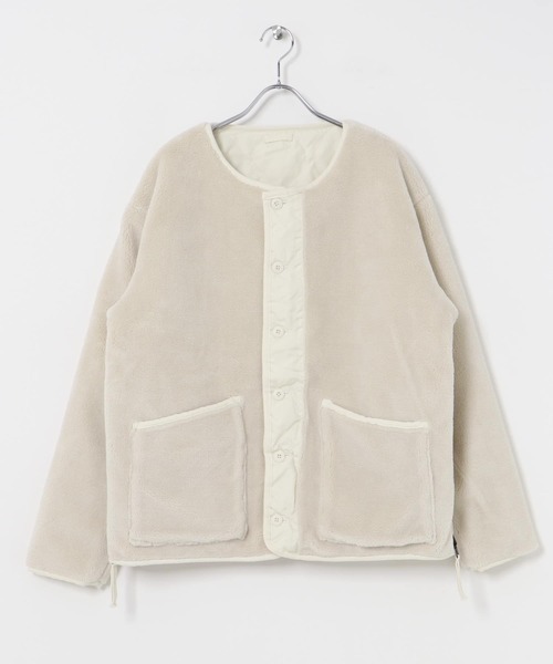 「TAION」 ノーカラージャケット MEDIUM ベージュ系その他 レディース_画像3