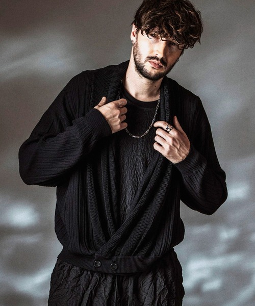 【NO ID.】 ノーアイディー ケーブル編みニットカーディガン ショールカラー NO ID.（ノーアイディー） カーディガン 「NO ID.」Shawl Collar Knit