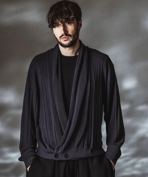 限定セール　NO ID.BLACKノーアイディーブラック猫柄ニット　カーディガン NO ID.（ノーアイディー） カーディガン 「NO ID.」Shawl Collar Knit