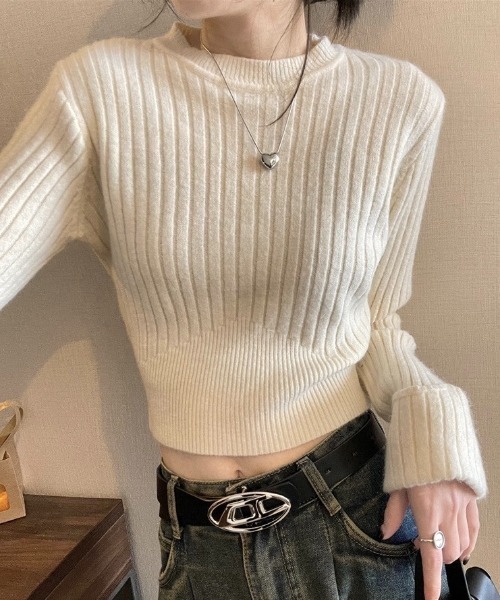 「LADY LIKE」 長袖ニット M レッド レディース_画像2