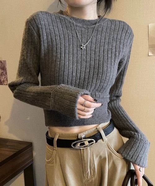 「LADY LIKE」 長袖ニット M レッド レディース_画像4