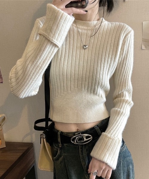 「LADY LIKE」 長袖ニット M レッド レディース_画像7