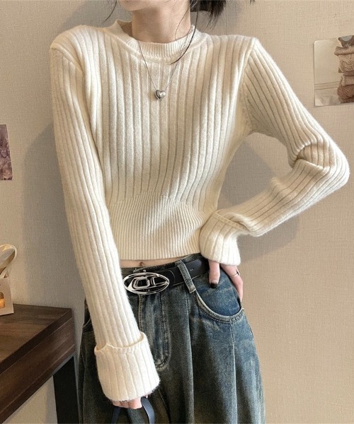 「LADY LIKE」 長袖ニット M レッド レディース_画像8