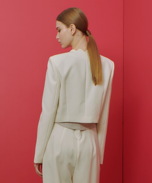 「LOULOU WILLOUGHBY」 ノーカラージャケット 2 オフホワイト レディース_画像4