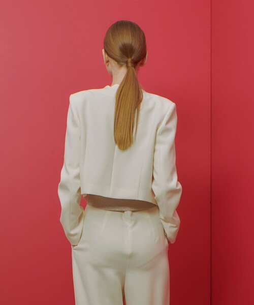 「LOULOU WILLOUGHBY」 ノーカラージャケット 2 オフホワイト レディース_画像5