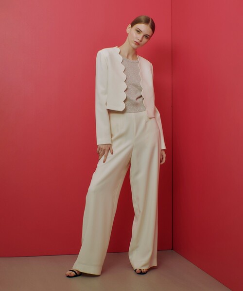 「LOULOU WILLOUGHBY」 ノーカラージャケット 2 オフホワイト レディース_画像7