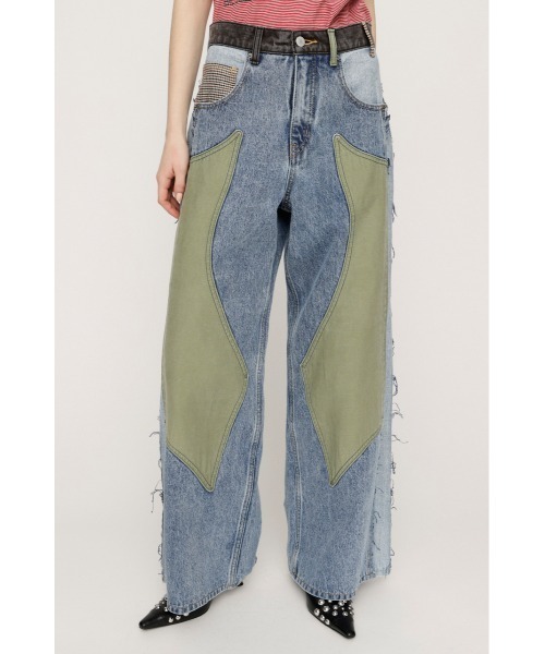 SLY（スライ） ジーンズ デニム デニムパンツ L/W PATCHED PANEL FLARE