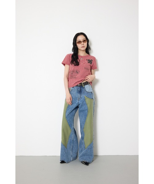 SLY（スライ） ジーンズ デニム デニムパンツ L/W PATCHED PANEL FLARE