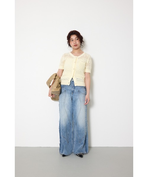SLY（スライ） ジーンズ デニム デニムパンツ L/W PATCHED PANEL FLARE