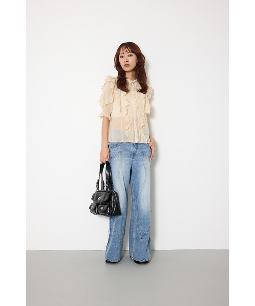 SLY（スライ） ジーンズ デニム デニムパンツ L/W PATCHED PANEL FLARE