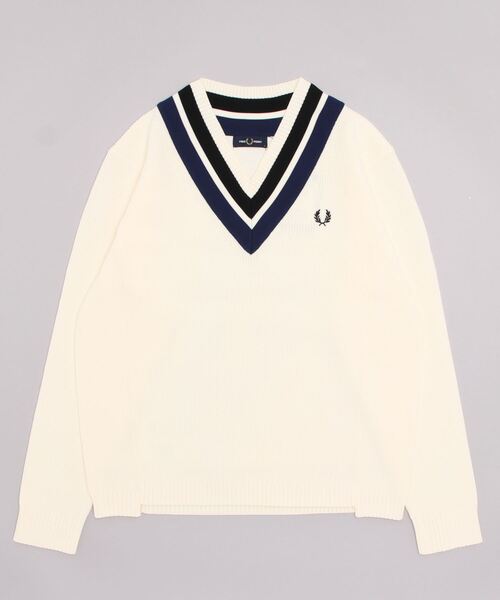 FRED PERRY（フレッドペリー） 長袖ニット L ホワイト メンズ
