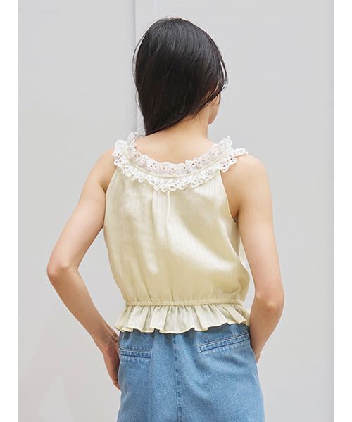 ブラウス シャツ クロップドフリルブラウス レディースの画像