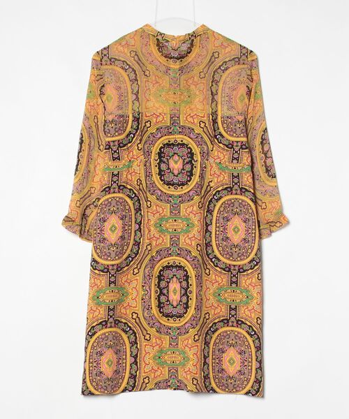 「nanette lepore」 ペイズリー7分袖ワンピース 4 イエロー レディース_画像2