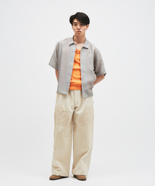 シャツ シャンブレー メッシュ レギュラー 半袖 シャツ メンズの画像