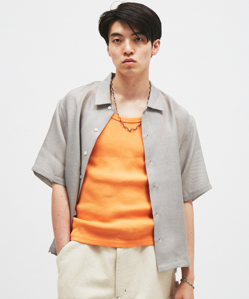 シャツ シャンブレー メッシュ レギュラー 半袖 シャツ メンズの画像