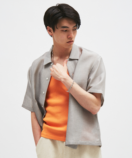 シャツ シャンブレー メッシュ レギュラー 半袖 シャツ メンズの画像